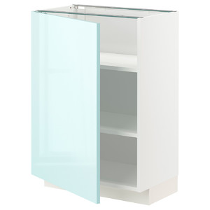 METOD Base cabinet with shelves, white Järsta/high-gloss light turquoise, 60x37 cm
