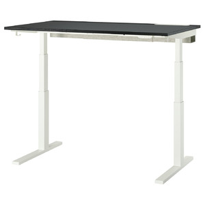 MITTZON Desk sit/stand, electric black stained ash veneer/black white, 140x80 cm