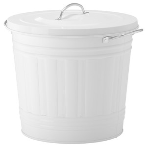 KNODD Bin with lid, white, 16 l