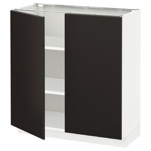 METOD Base cabinet with shelves/2 doors, white/Kungsbacka anthracite, 80x37 cm