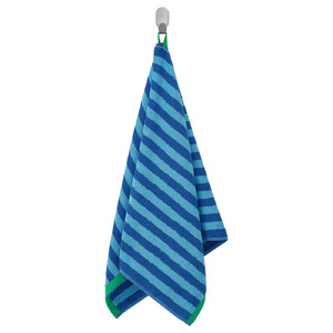 SLÅNHÖSTMAL Hand towel, bright blue/light blue striped, 50x100 cm