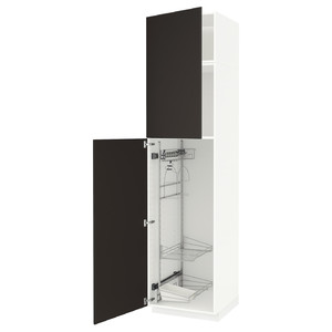 METOD High cabinet with cleaning interior, white/Kungsbacka anthracite, 60x60x240 cm