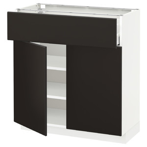 METOD / MAXIMERA Base cabinet with drawer/2 doors, white/Kungsbacka anthracite, 80x37 cm