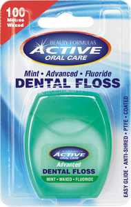 Beauty Formulas Active Oral Care Improved Mint Waxed Dental Floss with Fluoride