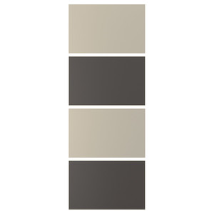 MEHAMN 4 panels for sliding door frame, dark grey/beige, 75x201 cm
