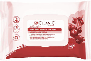 Cleanic Intimate Moist Toilet Tissue with Lactic Acid & Cranberry Extract 40pcs