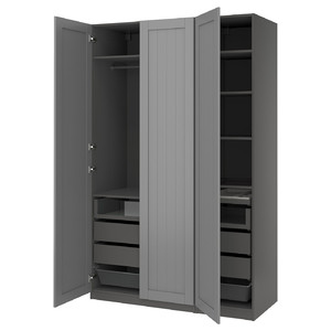 PAX / GULLABERG Wardrobe combination, dark grey/grey, 150x60x236 cm