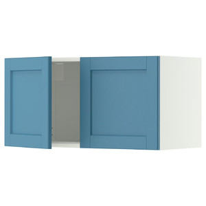 METOD Wall cabinet with 2 doors, white/Lerhyttan blue, 80x40 cm