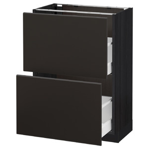 METOD / MAXIMERA Base Cabinet with 2 drawers, black/Kungsbacka anthracite, 60x37 cm