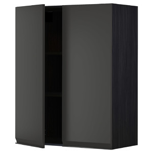METOD Wall cabinet with shelves/2 doors, black/Upplöv matt anthracite, 80x100 cm