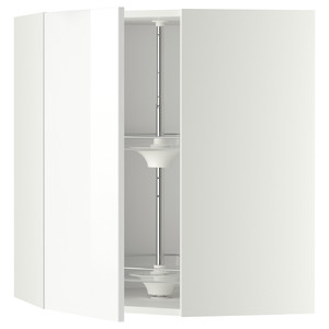METOD Corner wall cabinet with carousel, white, Ringhult white, 68x80 cm