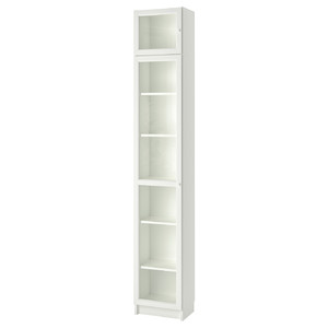 BILLY / OXBERG Bookcase with glass door, white, glass, 40x30x237 cm