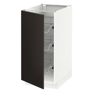METOD Base cabinet with wire baskets, white/Kungsbacka anthracite, 40x60 cm