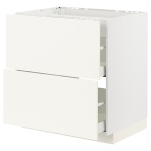 METOD / MAXIMERA Base cab f hob/2 fronts/2 drawers, white/Vallstena white, 80x60 cm