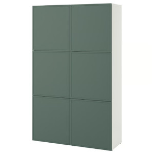 BESTÅ Storage combination with doors, white/Krukmakare dark grey-green, 120x42x193 cm