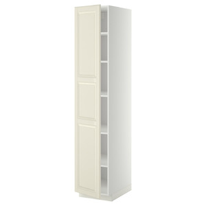 METOD High cabinet with shelves, white/Bodbyn off-white, 40x60x200 cm