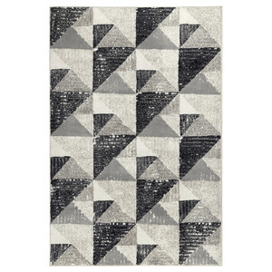 TILLFART Rug, low pile, triangle/grey, 200x300 cm