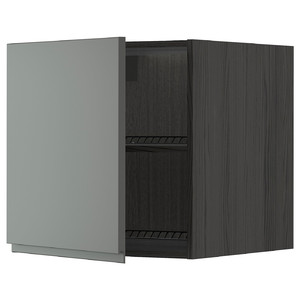 METOD Top cabinet for fridge/freezer, black/Voxtorp dark grey, 60x60 cm