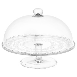 ARV BRÖLLOP Cake stand with lid, clear glass, 29 cm