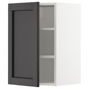 METOD Wall cabinet with shelves, white/Lerhyttan black stained, 40x60 cm
