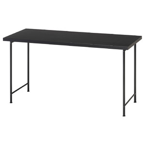 LAGKAPTEN / SPÄND Desk, black-brown/black, 140x60 cm
