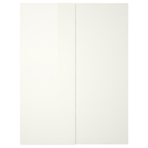 HASVIK Pair of sliding doors, high-gloss white, 150x236 cm