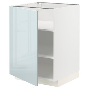 METOD Base cabinet with shelves, white/Kallarp light grey-blue, 60x60 cm