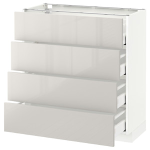 METOD / MAXIMERA Base cab 4 frnts/4 drawers, white, Ringhult light grey, 80x37 cm