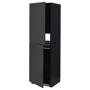 METOD High cabinet for fridge/freezer, black/Nickebo matt anthracite, 60x60x200 cm
