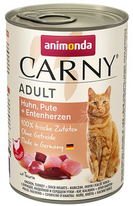 Animonda Carny Adult Cat Food Chicken, Turkey & Duck Hearts 400g