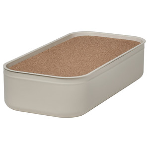 HARVMATTA Box with lid, light beige, 12x24x6 cm