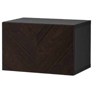 BESTÅ Wall-mounted cabinet combination, black-brown/Hedeviken dark brown, 60x42x38 cm
