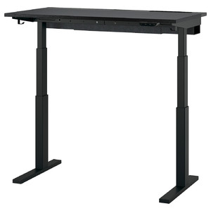 MITTZON Desk sit/stand, electric black stained ash veneer/black, 120x60 cm