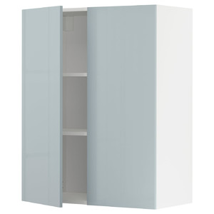 METOD Wall cabinet with shelves/2 doors, white/Kallarp light grey-blue, 80x100 cm