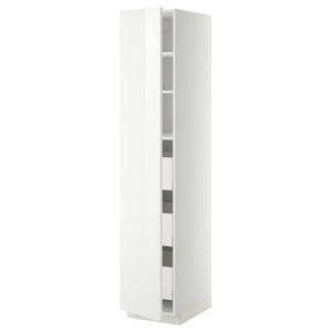 METOD / MAXIMERA High cabinet with drawers, white/Ringhult white, 40x60x200 cm
