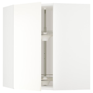 METOD Corner wall cabinet with carousel, white/Vallstena white, 68x80 cm