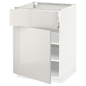 METOD / MAXIMERA Base cabinet with drawer/door, white/Ringhult light grey, 60x60 cm