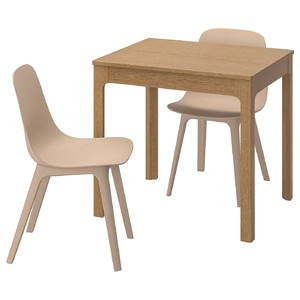 EKEDALEN / ODGER Table and 2 chairs, oak/white beige, 80/120 cm