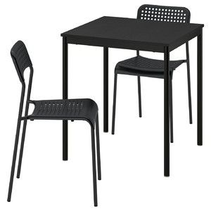 SANDSBERG Table and 2 chairs, black black/black, 67x67 cm