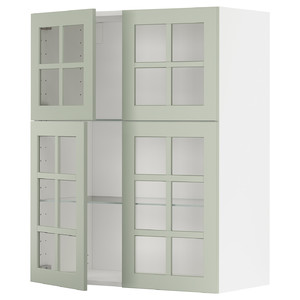 METOD Wall cabinet w shelves/4 glass drs, white/Stensund light green, 80x100 cm