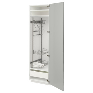 METOD / MAXIMERA High cabinet with cleaning interior, white/Havstorp light grey, 60x60x200 cm