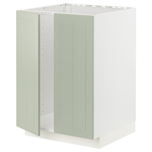 METOD Base cabinet for sink + 2 doors, white/Stensund light green, 60x60 cm