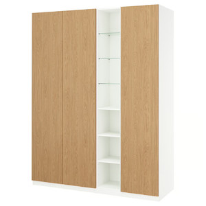 PAX / STORKLINTA Wardrobe combination, white oak effect/white, 185x60x236 cm