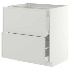 METOD/MAXIMERA Base cb 2 fronts/2 high drawers, white/Aspudden light grey, 80x60 cm