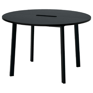 MITTZON Conference table, round black stained ash veneer/black, 120x75 cm