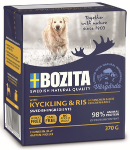 Bozita Dog Food with Chicken and Rice Chunks in Jelly 370g