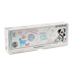 Starpak Poster Paints 12 Glitter Colours x 20ml Cute Doggy