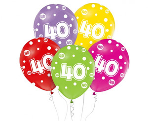 Balloons 40th Birthday 12" 5pcs