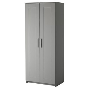 BRIMNES Wardrobe with 2 doors, grey, 78x190 cm
