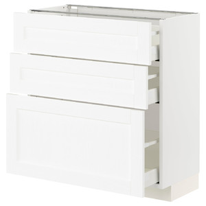 METOD / MAXIMERA Base cabinet with 3 drawers, white Enköping/white wood effect, 80x37 cm